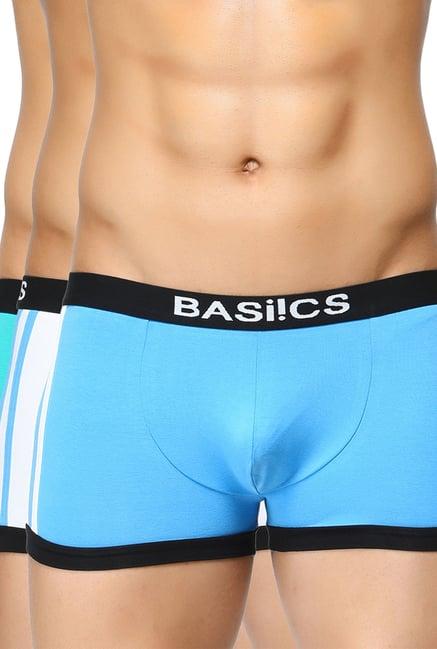 basiics by la intimo blue & white striped trunks (pack of 3)