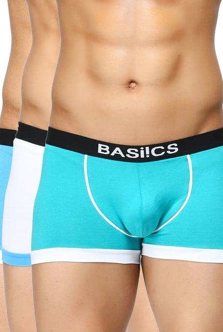 basiics by la intimo blue mid rise trunks (pack of 3)