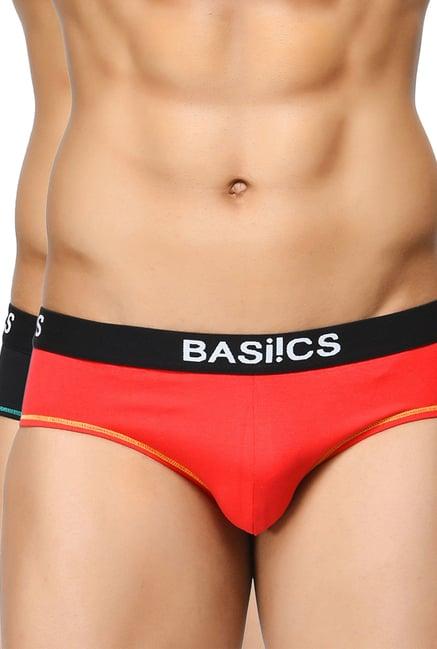 basiics by la intimo red & black printed briefs (pack of 2)