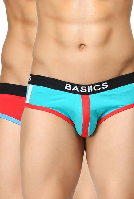 basiics by la intimo red & blue printed briefs (pack of 2)