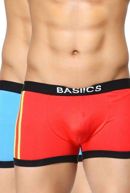 basiics by la intimo red & blue striped trunks (pack of 2)