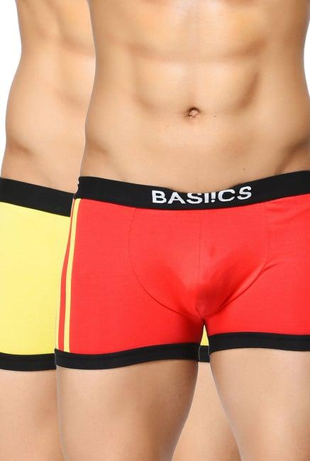 basiics by la intimo red & yellow striped trunks (pack of 2)