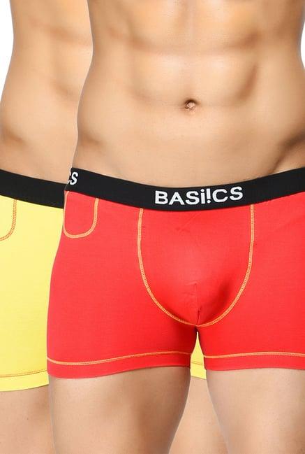 basiics by la intimo red mid rise solid trunks (pack of 2)