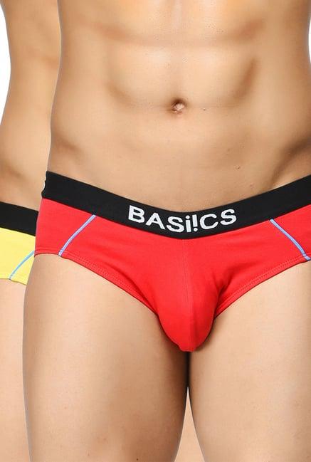 basiics by la intimo red printed briefs (pack of 2)