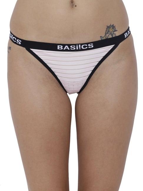 basiics by la intimo rose quartz striped thong panty