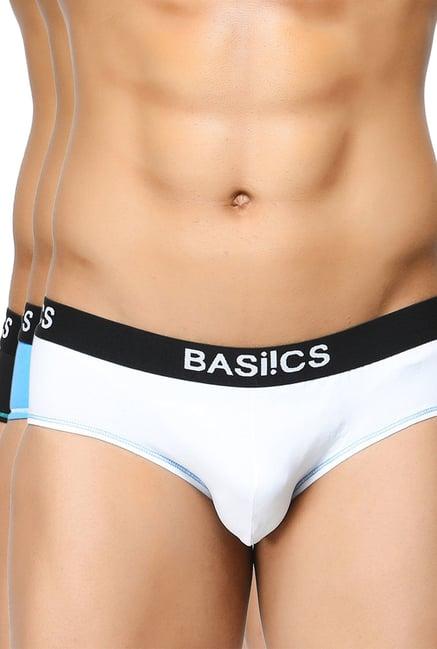 basiics by la intimo sky blue, white & black briefs (pack of 3)
