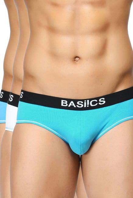 basiics by la intimo sky blue & white printed briefs (pack of 3)