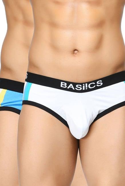 basiics by la intimo sky blue & white striped briefs (pack of 2)