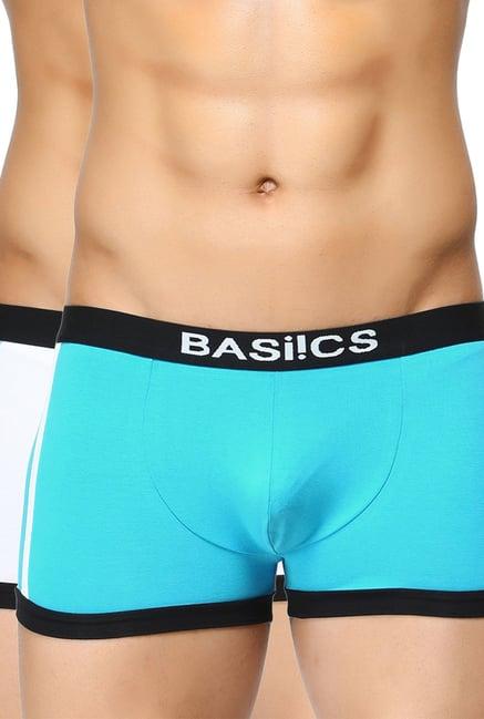 basiics by la intimo sky blue & white striped trunks (pack of 2)