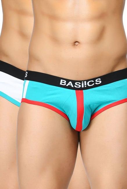 basiics by la intimo white & blue printed briefs (pack of 2)