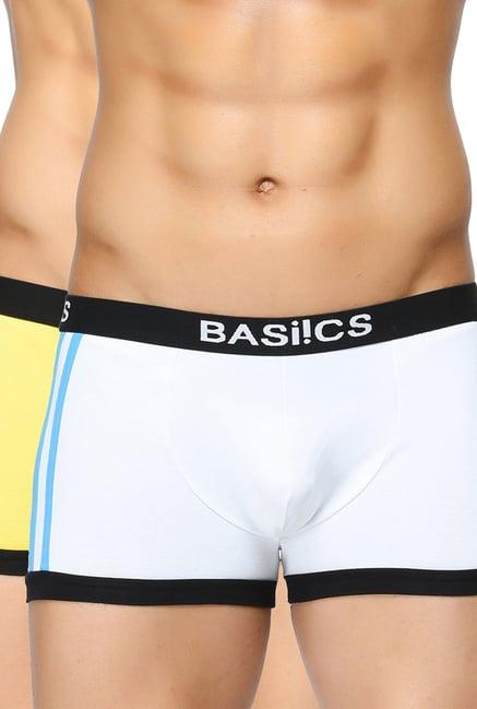 basiics by la intimo white & yellow striped trunks (pack of 2)
