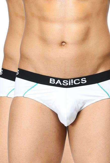 basiics by la intimo white comfort fit printed briefs (pack of 2)