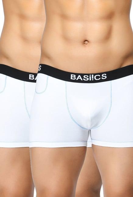 basiics by la intimo white mid rise trunks (pack of 2)