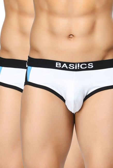 basiics by la intimo white printed briefs (pack of 2)