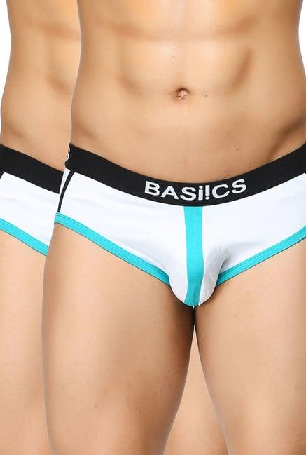 basiics by la intimo white printed comfort fit briefs (pack of 2)