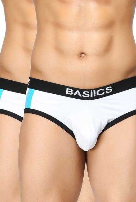 basiics by la intimo white striped briefs (pack of 2)