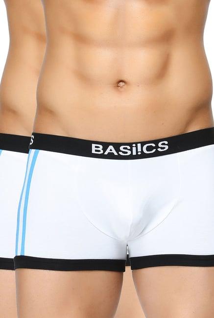 basiics by la intimo white striped trunks (pack of 2)