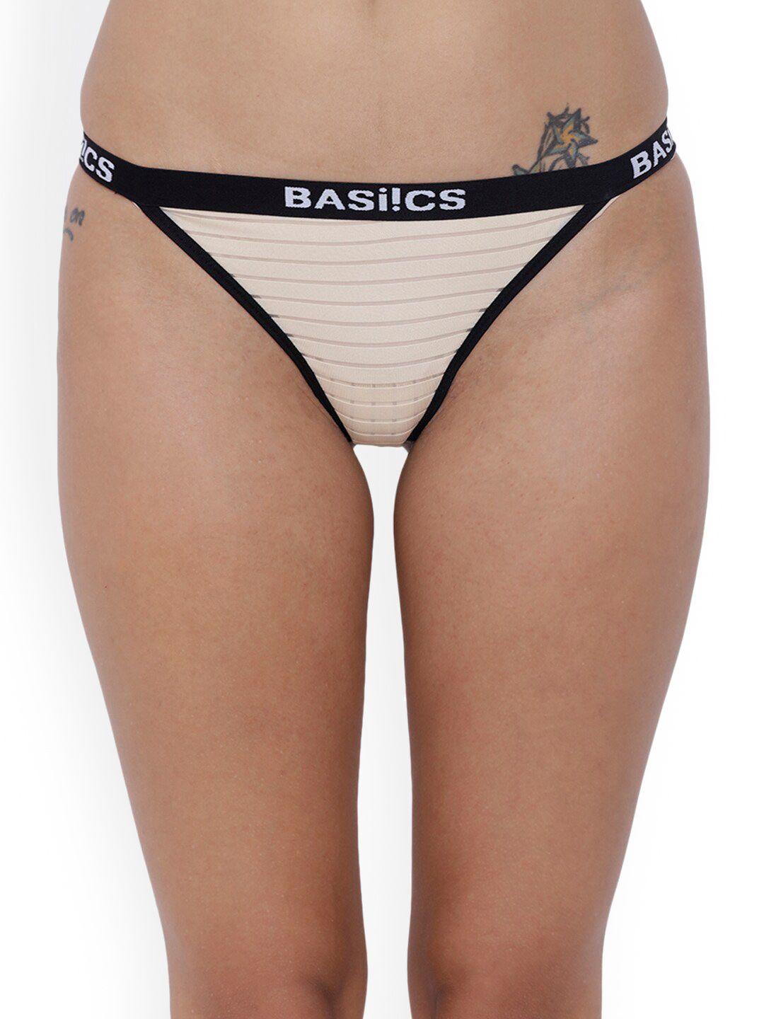 basiics by la intimo women nude-coloured low-rise striped bikini briefs bcpth01