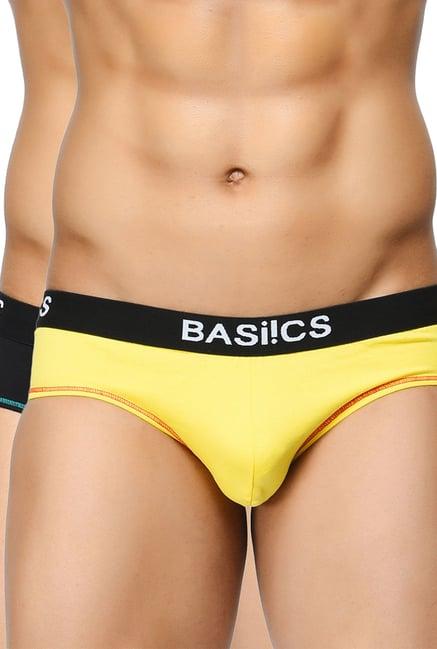 basiics by la intimo yellow & black printed briefs (pack of 2)