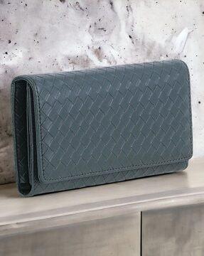 basket-weave bi-fold wallet