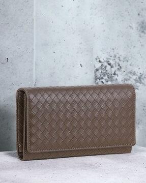 basket-weave bi-fold wallet