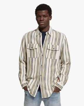 basket weave gradient stripe shirt