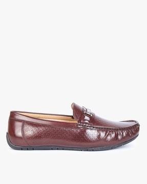 basket weave round-toe loafers