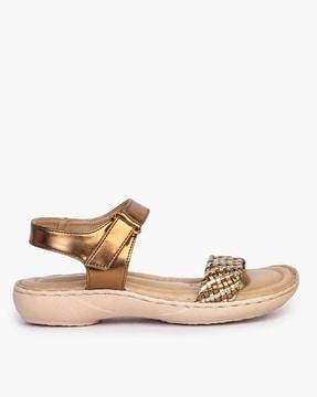 basket-weave sandals with velcro