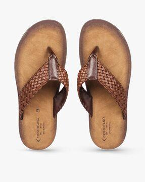 basket-weave strapped slip-on sandals