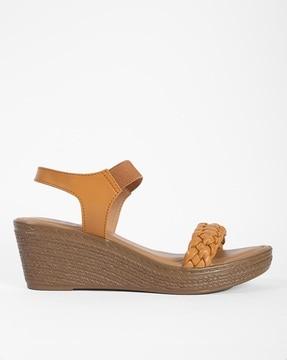 basket-weave strappy wedges