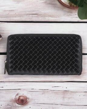 basket-weave zip-around wallet