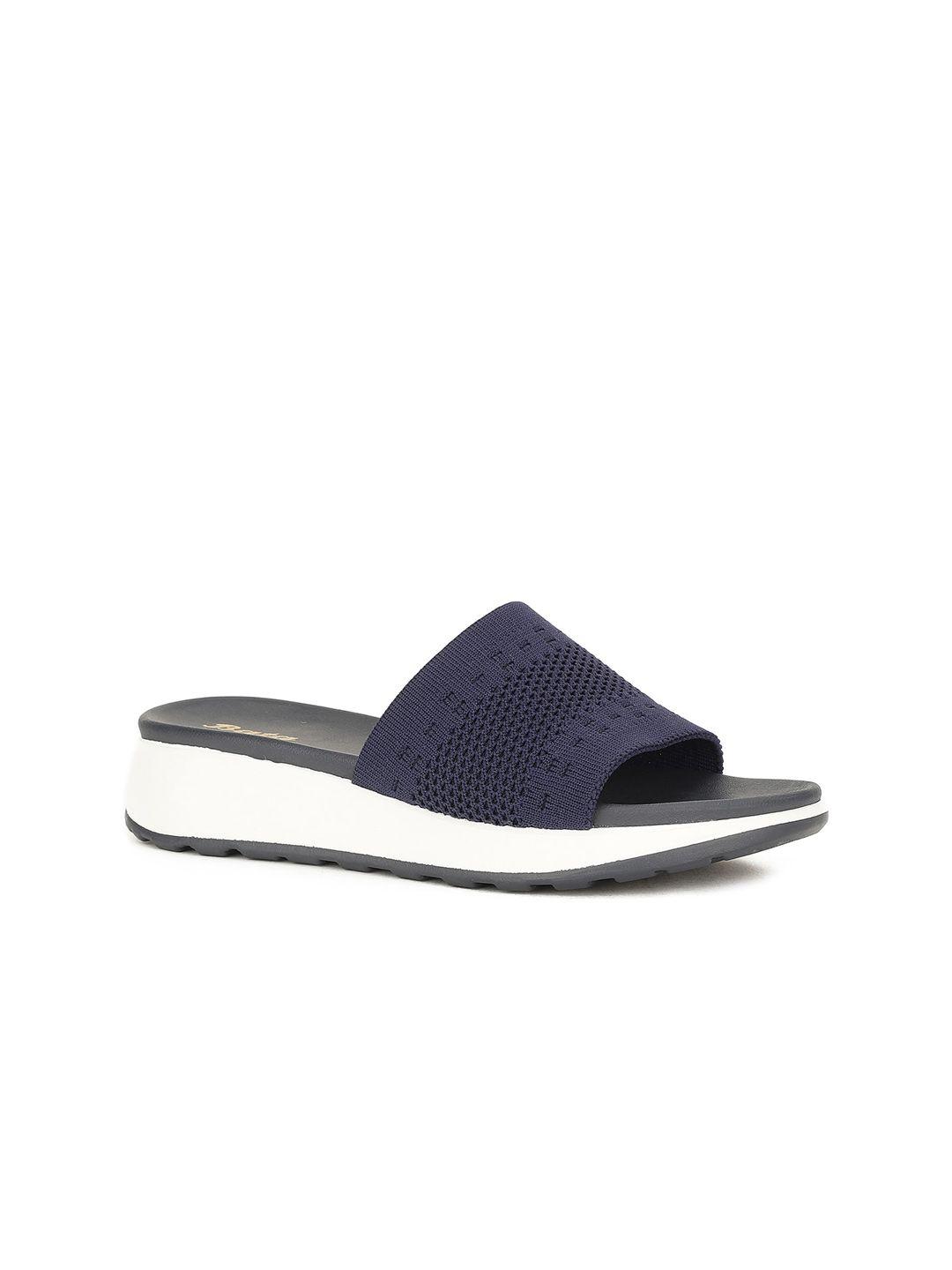 bata blue textured pu flatform peep toes