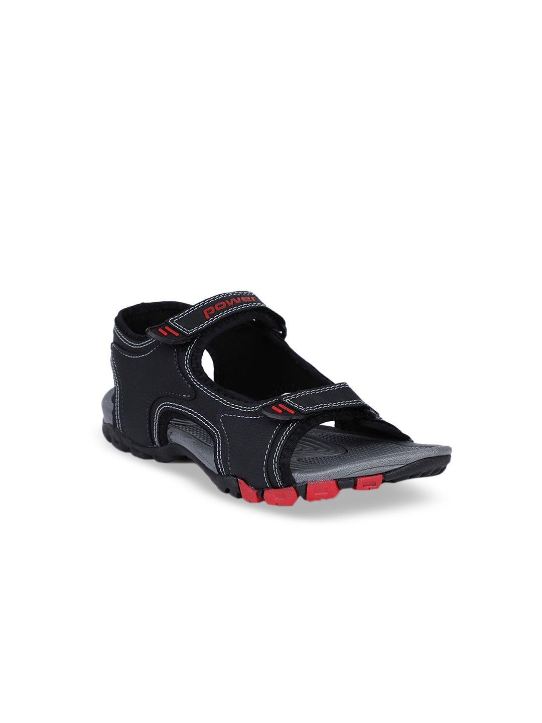 bata boys black & grey solid sports sandals