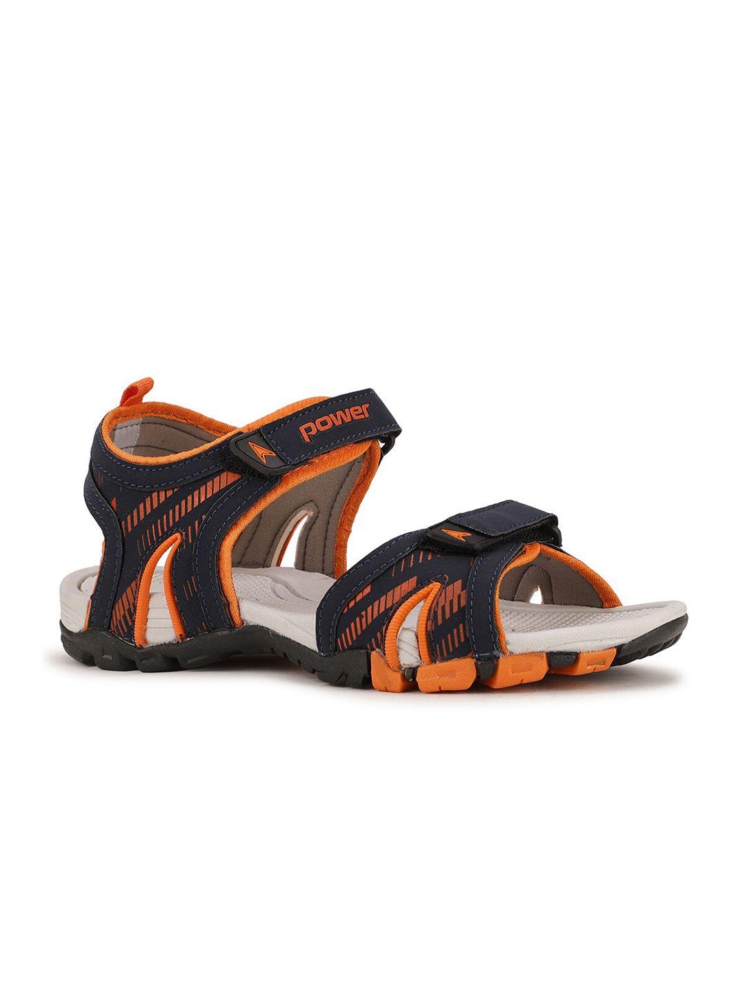 bata boys black & orange solid sports sandals