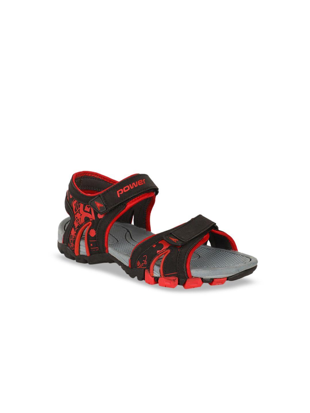 bata boys black & red colourblocked sports sandals