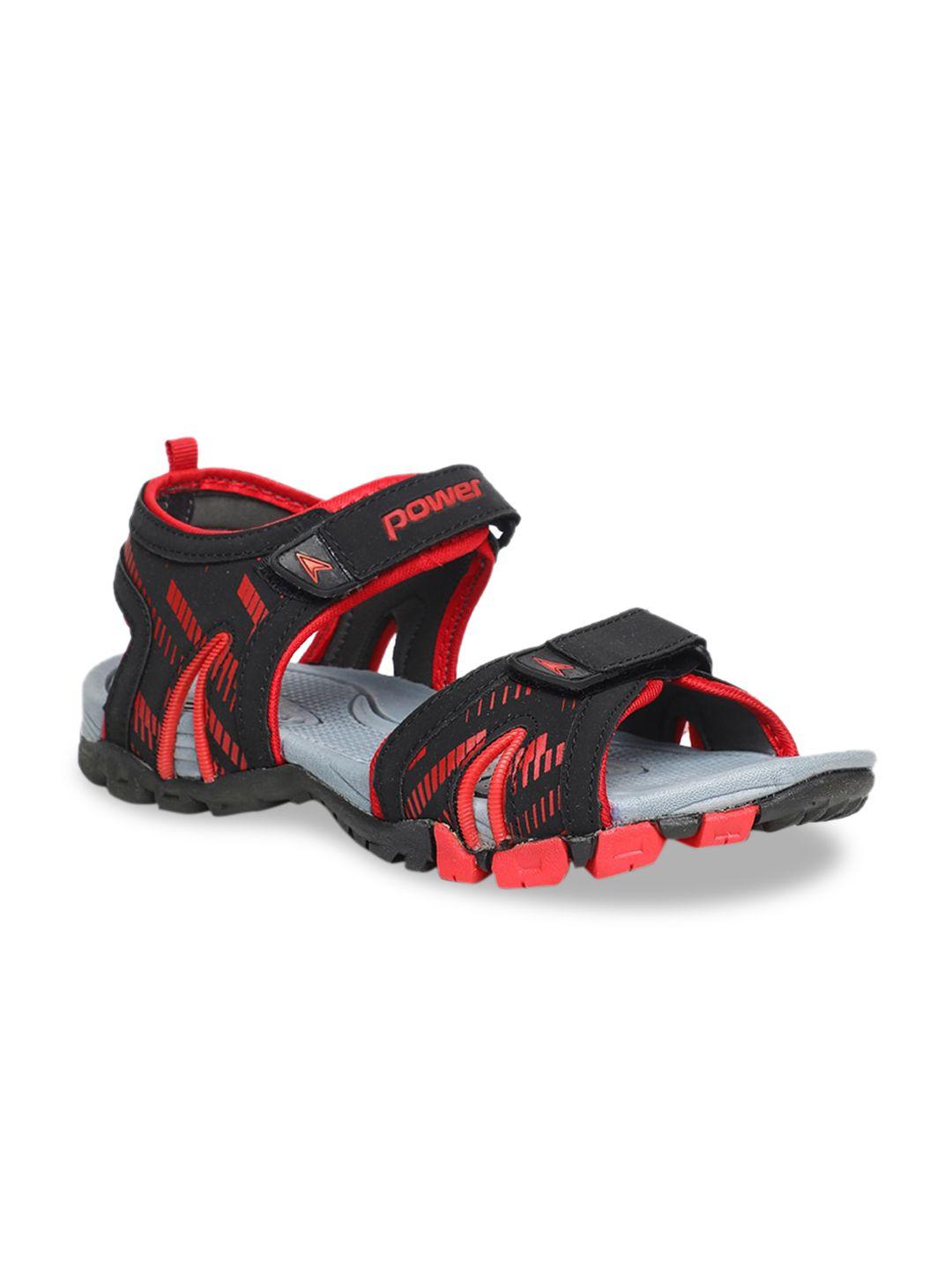 bata boys black & red sports sandals