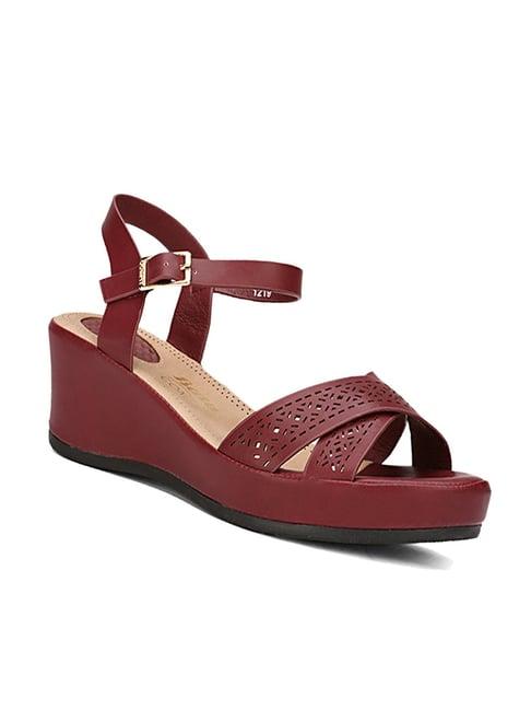 bata women's bettina red ankle strap wedges