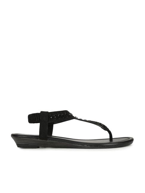bata women's black t-strap sandals