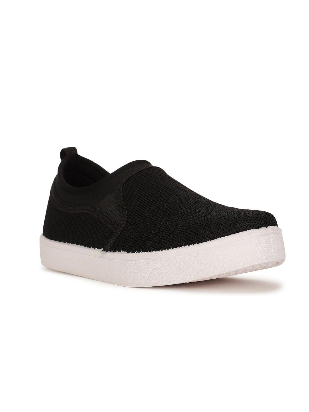 bata boys black woven design slip-on sneakers