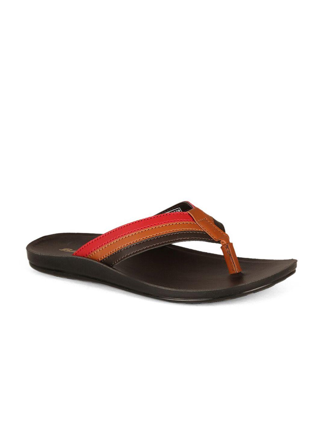 bata boys brown & red thong sandals