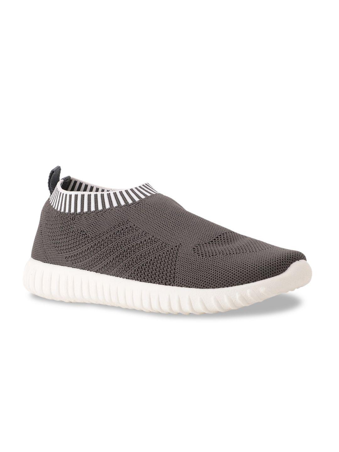 bata boys grey woven design slip-on sneakers