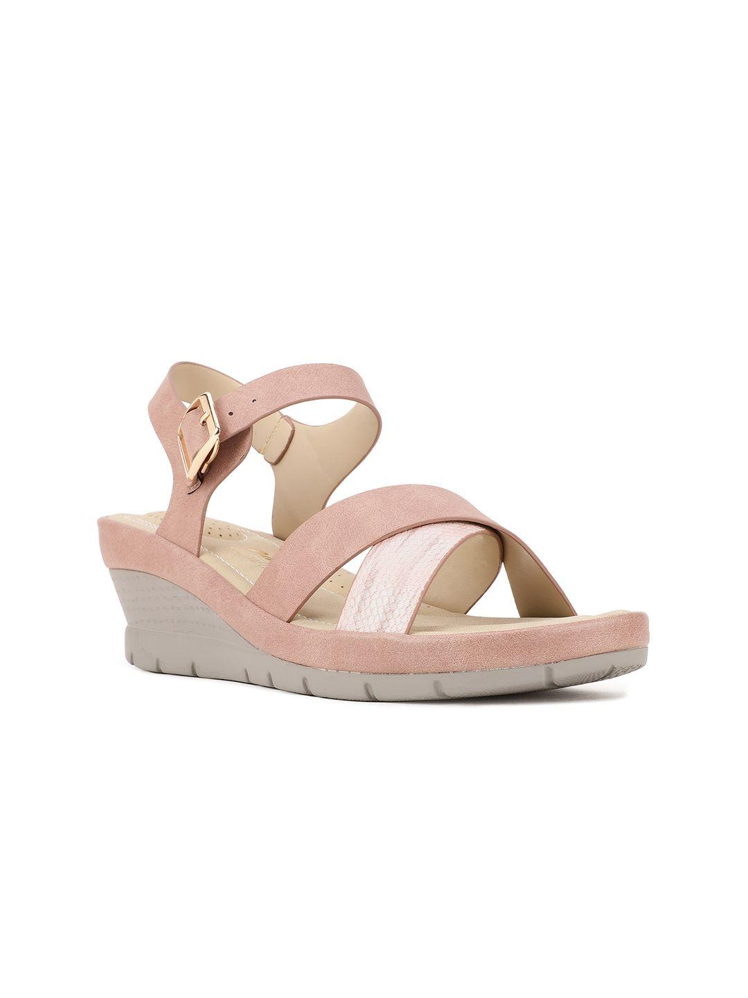 bata mauve wedge sandals with buckles