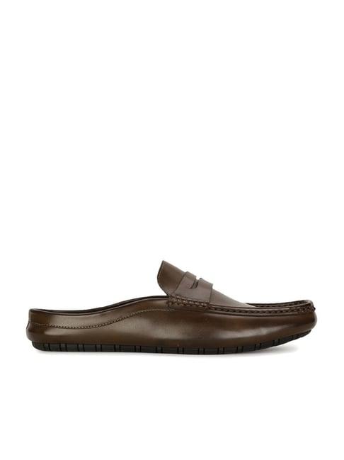 bata men's brown mule shoes