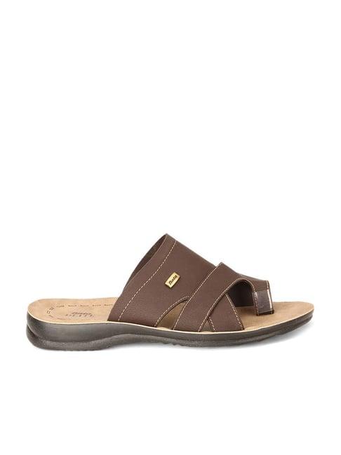 bata men's brown toe ring sandals