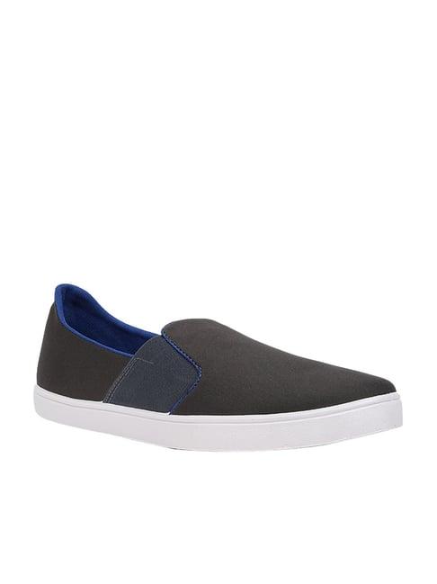 bata men's dark grey casual slip-ons