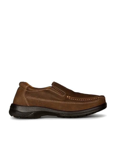 bata men's rock brown loafers