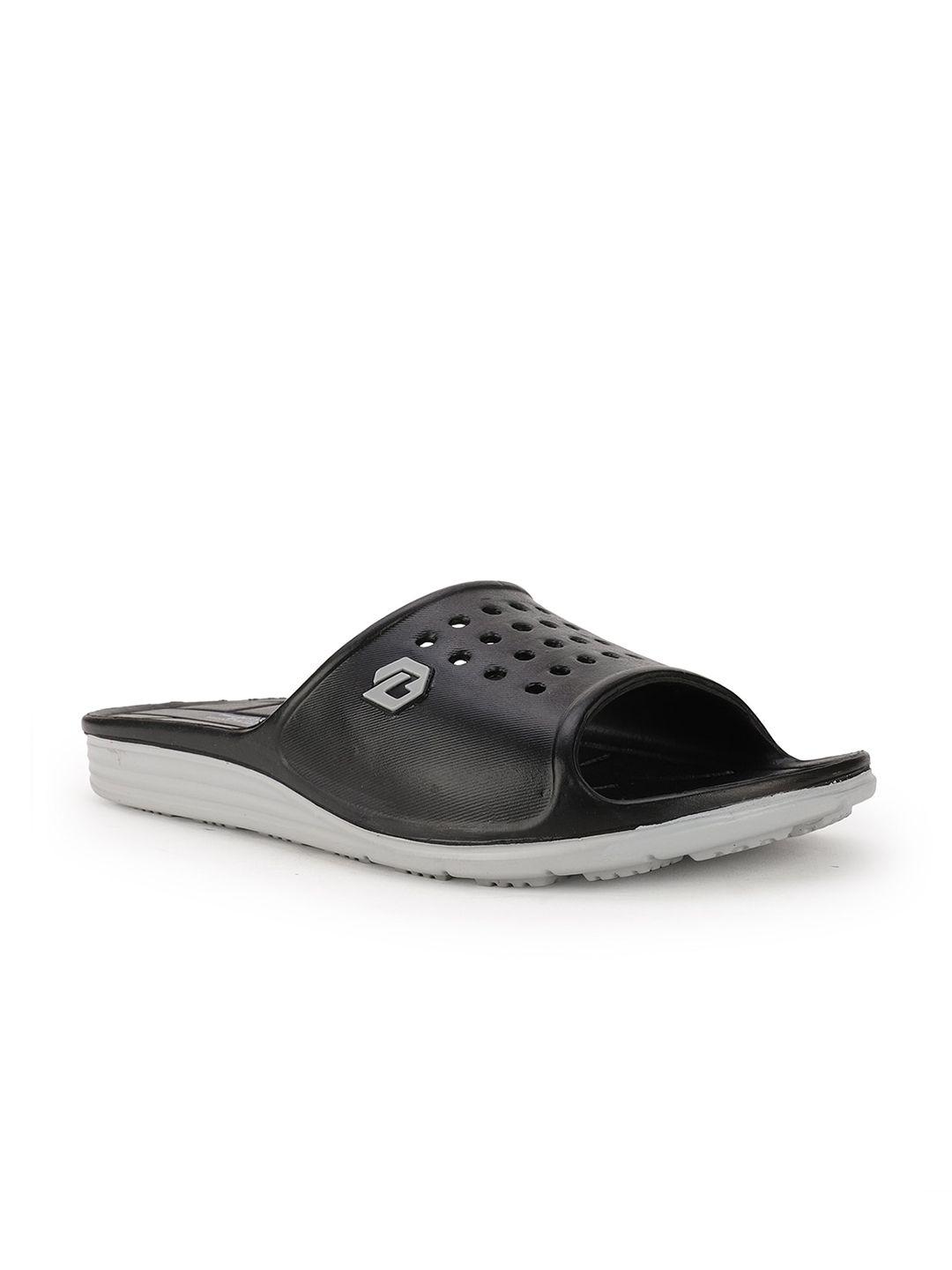 bata men black rubber sliders