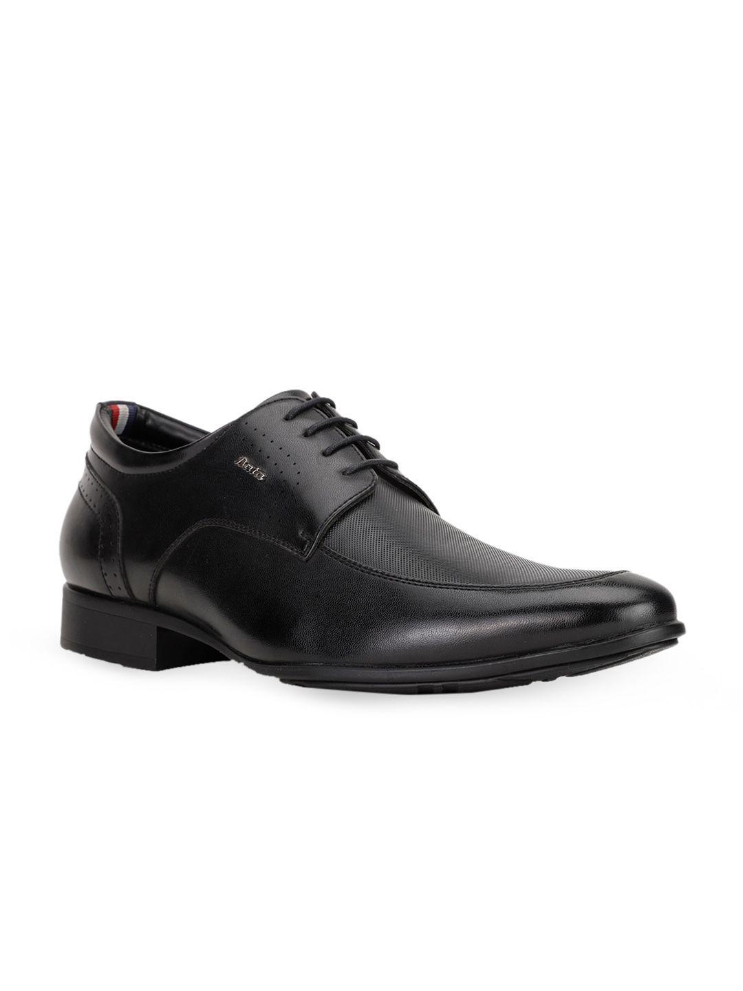 bata men black solid formal derby shoes