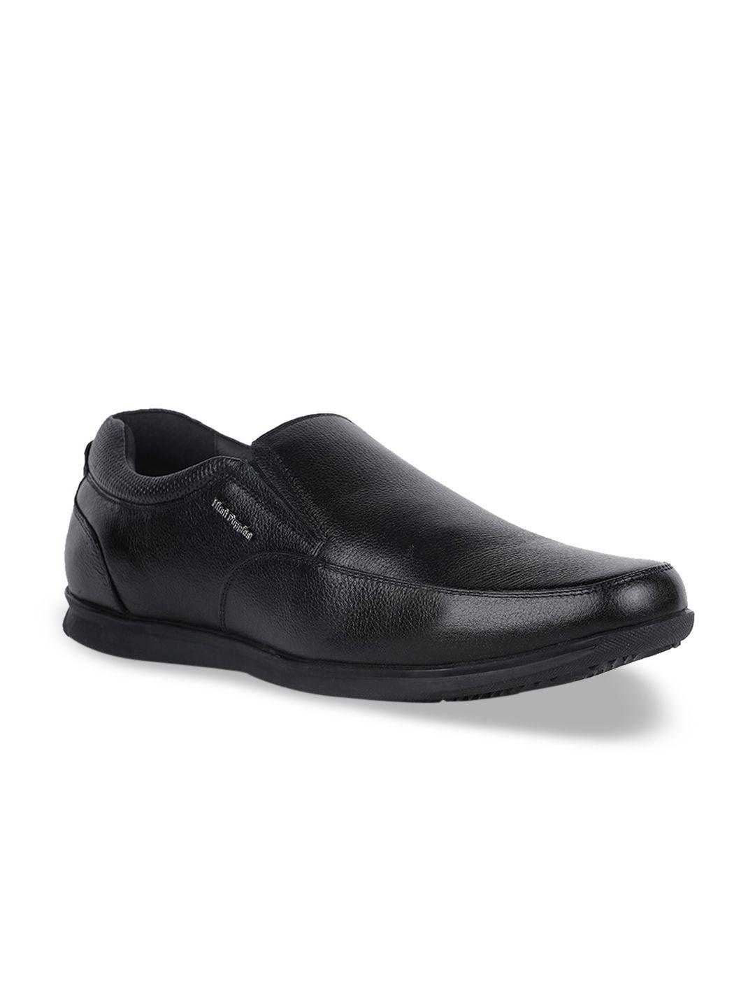bata men black solid formal leather slip-on shoes