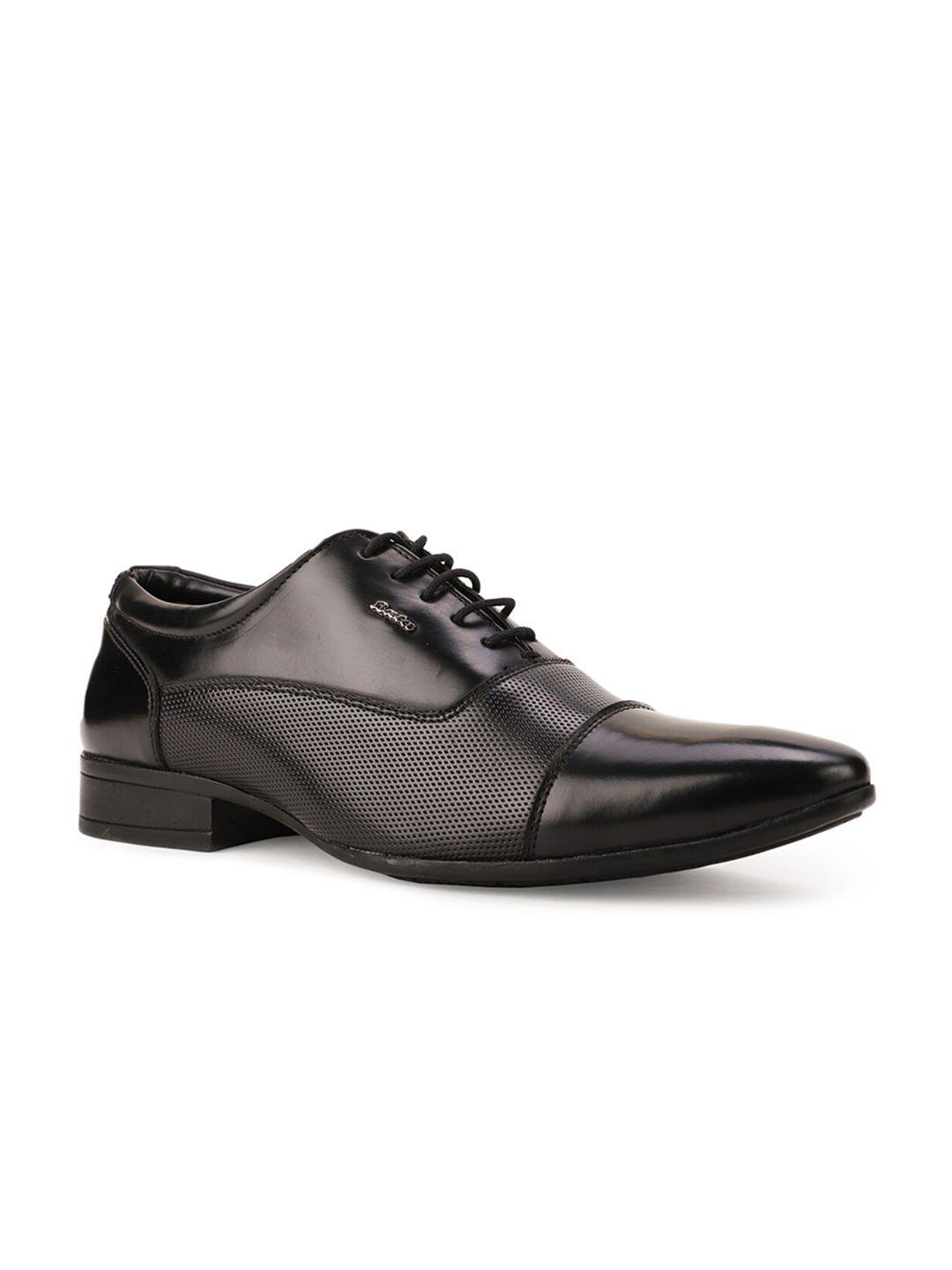 bata men black solid formal oxfords